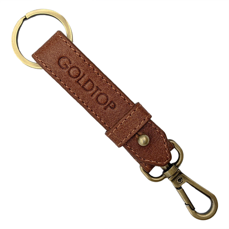 GOLDTOP LEATHER BELT KEYRING SLIM - CHESTNUT