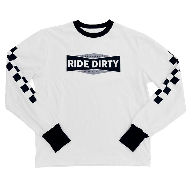 AGE OF GLORY DIRTY CHECKERS LONG SLEEVE TEE - WHITE BLACK - SALE!