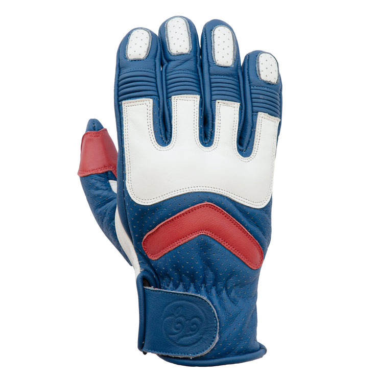 AGE OF GLORY HERO LEATHER GLOVES - ROYAL BLUE WHITE RED