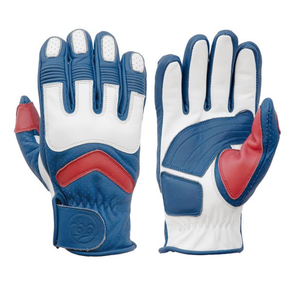 AGE OF GLORY HERO LEATHER GLOVES - ROYAL BLUE WHITE RED