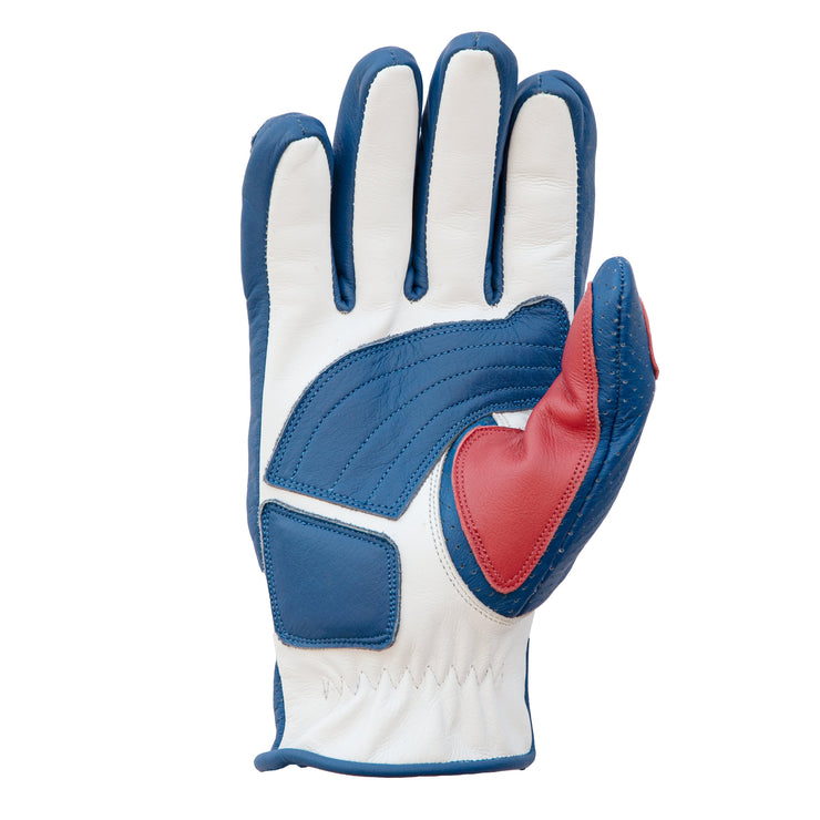 AGE OF GLORY HERO LEATHER GLOVES - ROYAL BLUE WHITE RED