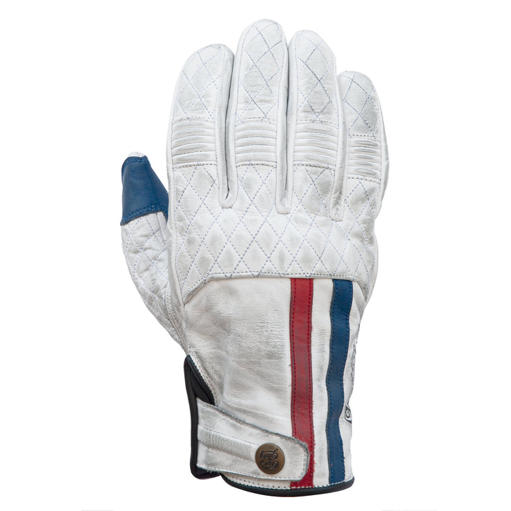 AGE OF GLORY MILES LEATHER GLOVES - WHITE BLUE RED