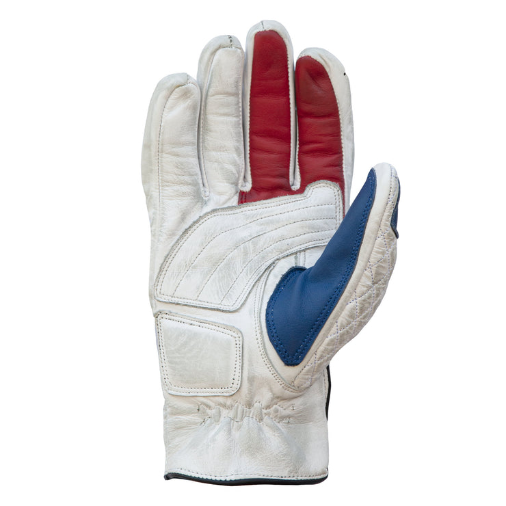 AGE OF GLORY MILES LEATHER GLOVES - WHITE BLUE RED