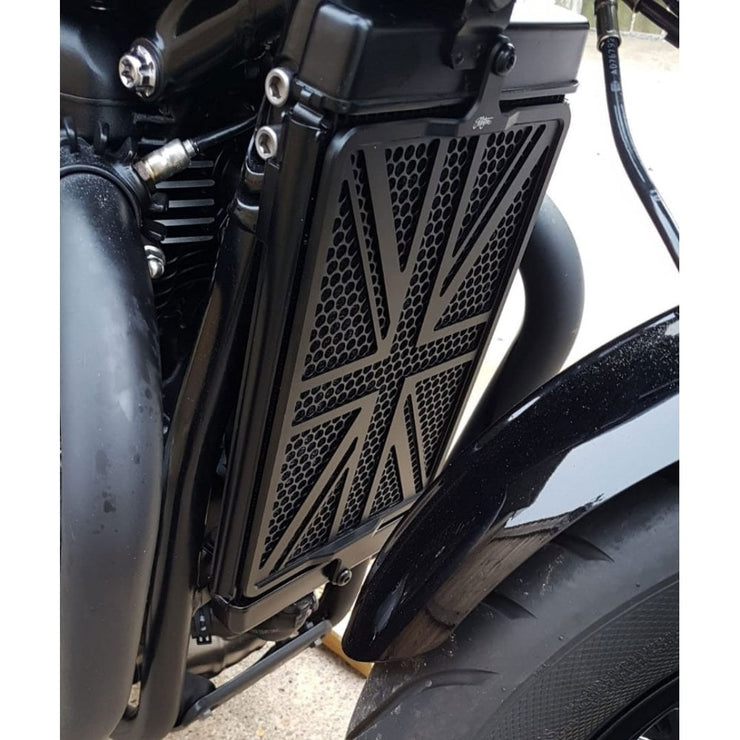 MOTONE BILLET RADIATOR GUARD KIT - UNION JACK - BLACK WIDE (BOBBER / SPEEDMASTER)