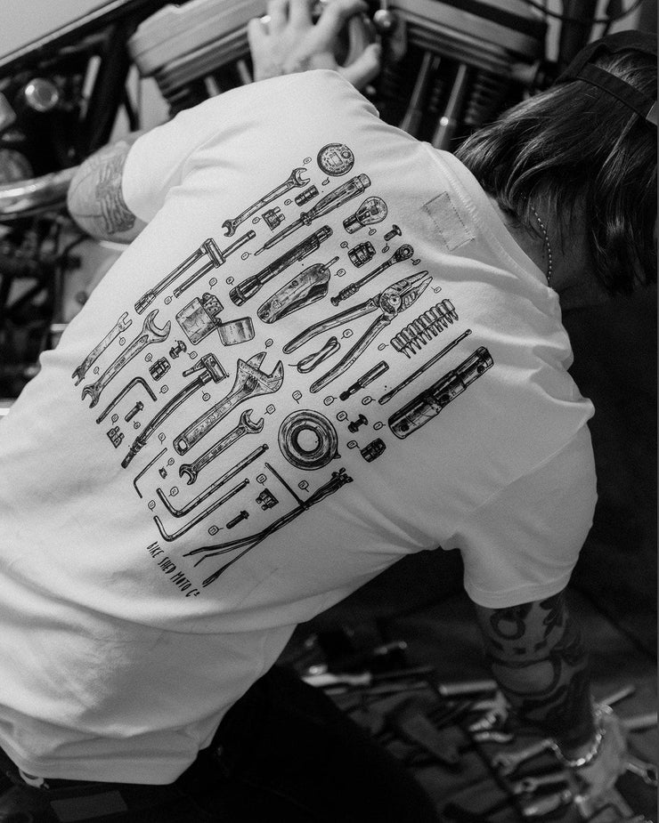 BIKE SHED TOOLKIT T SHIRT - WHITE - SIZE XL