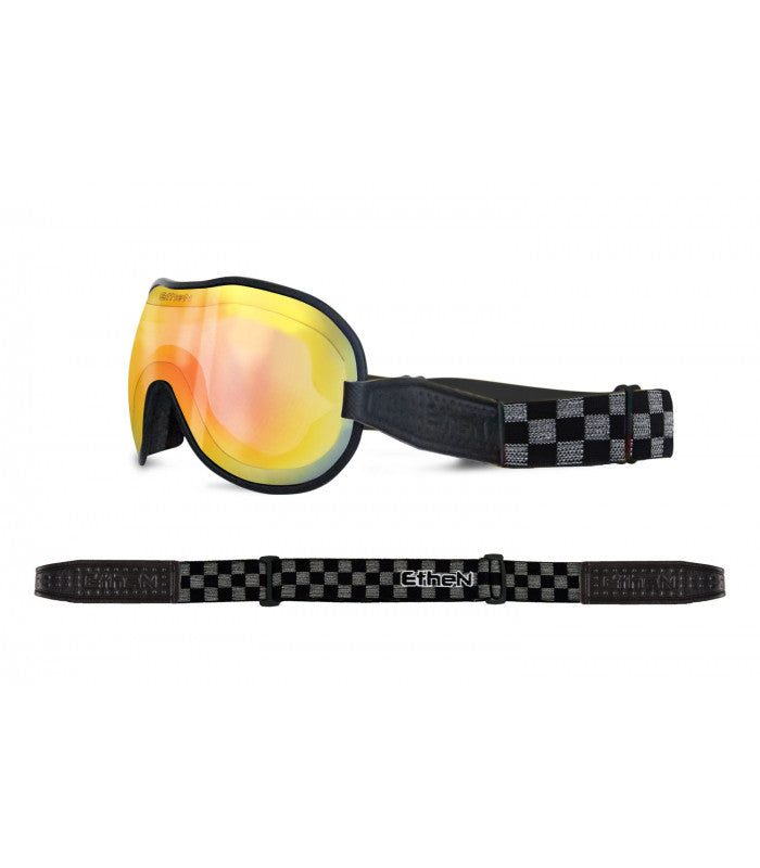 ETHEN CAFE RACER GOGGLE MIRROR RED PHOTOCHROMIC LENS - CHECKER BLACK/GREY