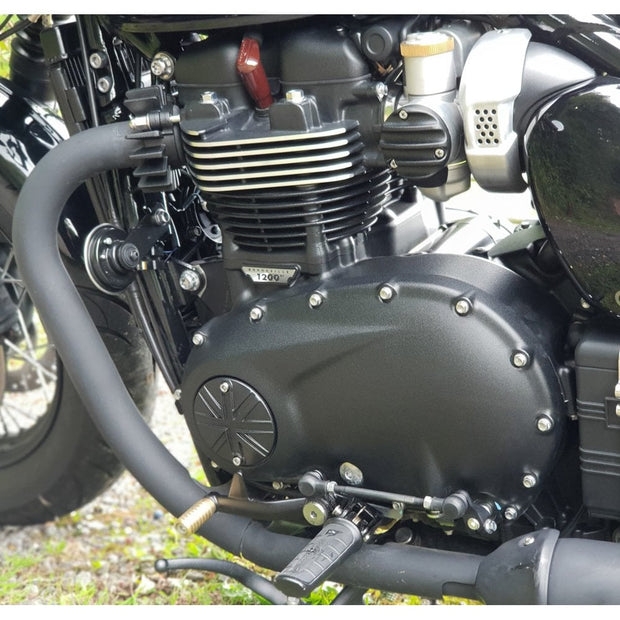 MOTONE CLUTCH (LHS) COVER/BADGE - UNION JACK - BLACK