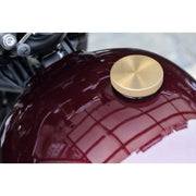 MOTONE CUSTOM FUEL GAS CAP - BILLET BRASS & ALUMINIUM - SPUN SATIN FINISH