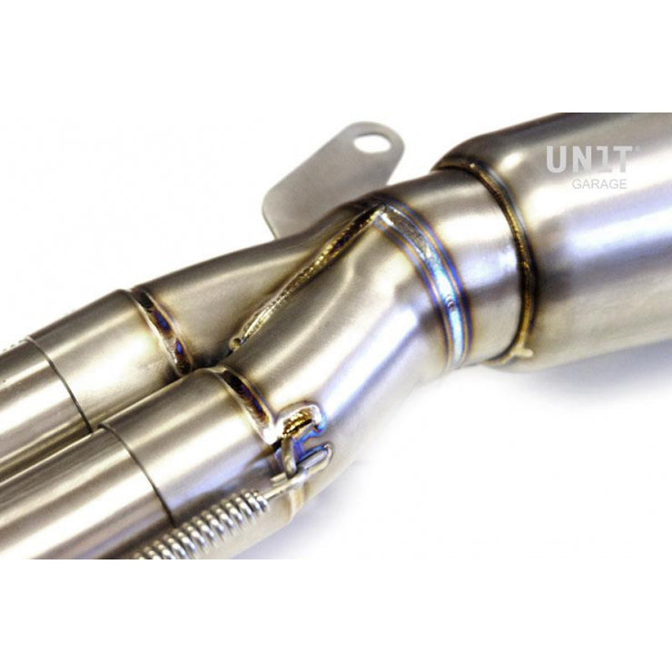 UNIT GARAGE HIGH PIPE 1:2:1 NINE T SCRAMBLER IN TITANIUM WITH VISIBLE WELDS