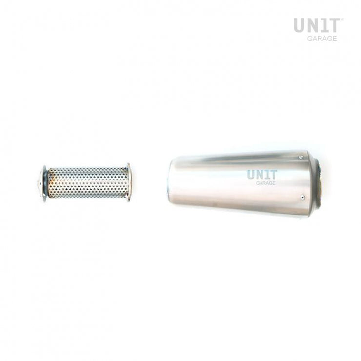 UNIT GARAGE HIGH PIPE 1:2:1 NINE T SCRAMBLER IN TITANIUM WITH VISIBLE WELDS