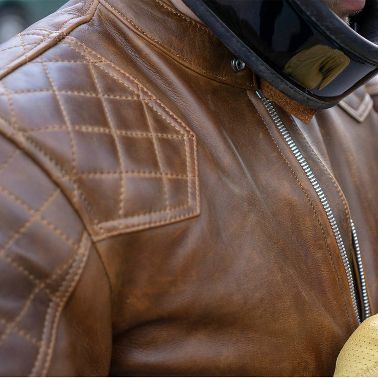 GOLDTOP '76 CAFE RACER JACKET (CE ARMOURED) - WAXED BROWN