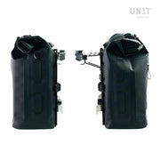 TWO KHALI SIDE PANNIERS IN TPU 35L - 45L + PAIR OF ALUMINIUM PLATES