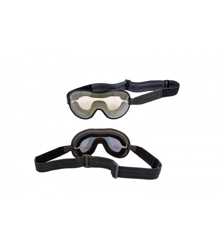 ETHEN CAFE RACER GOGGLE MIRROR BRONZE PHOTOCHROMIC LENS - BLACK W/ GREY PINSTRIPES