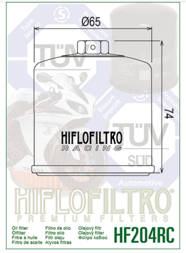 HIFLO OIL FILTER - 204RC (FOR MOST TRIUMPHS)