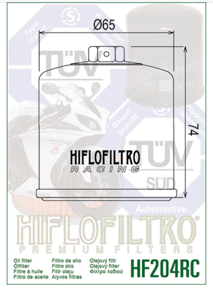 HIFLO OIL FILTER - 204RC (FOR MOST TRIUMPHS)
