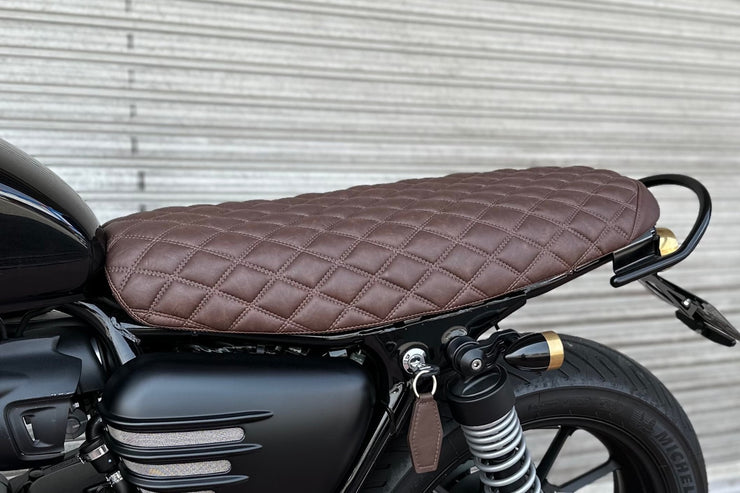 MOTONE "THE BLACKADDER" LOW PROFILE SKINNY DIAMOND STITCH SEAT - TOBACCO BROWN