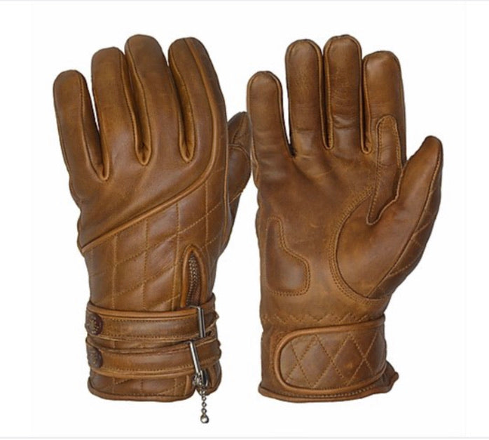 GOLDTOP QUILTED CAFE RACER GLOVES - WAXED BROWN