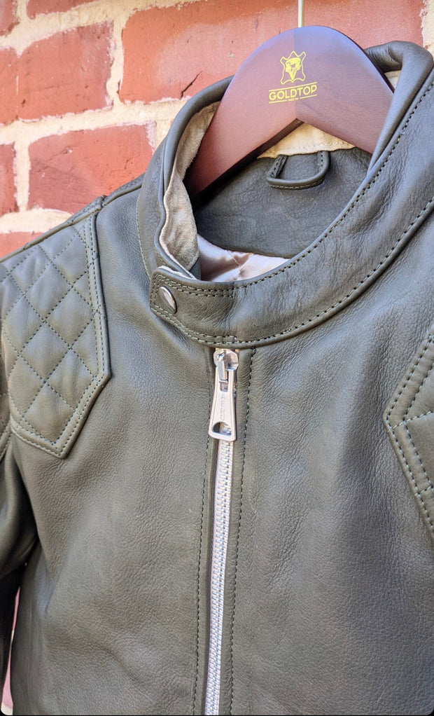 GOLDTOP '76 CAFE RACER JACKET (CE ARMOURED) - OLIVE GREEN