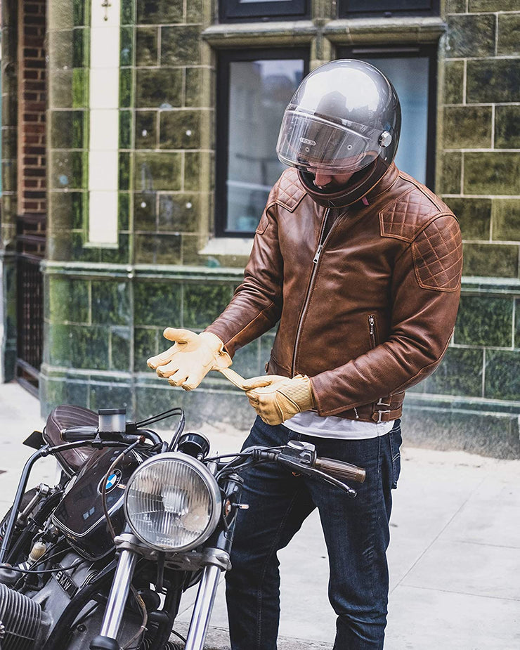 GOLDTOP '76 CAFE RACER JACKET (CE ARMOURED) - WAXED BROWN