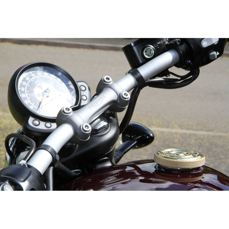 MOTONE INFINITY GAS CAP - BRASS RIPPLED TOP - ALUMINIUM THREAD